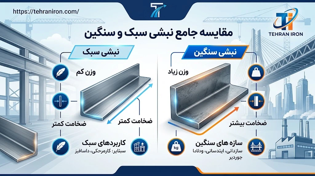 تفاوت نبشی سبک و سنگین